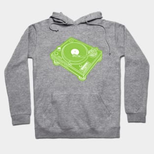 Turntable (White Lines + Yellow Green Drop Shadow) Analog / Music Hoodie